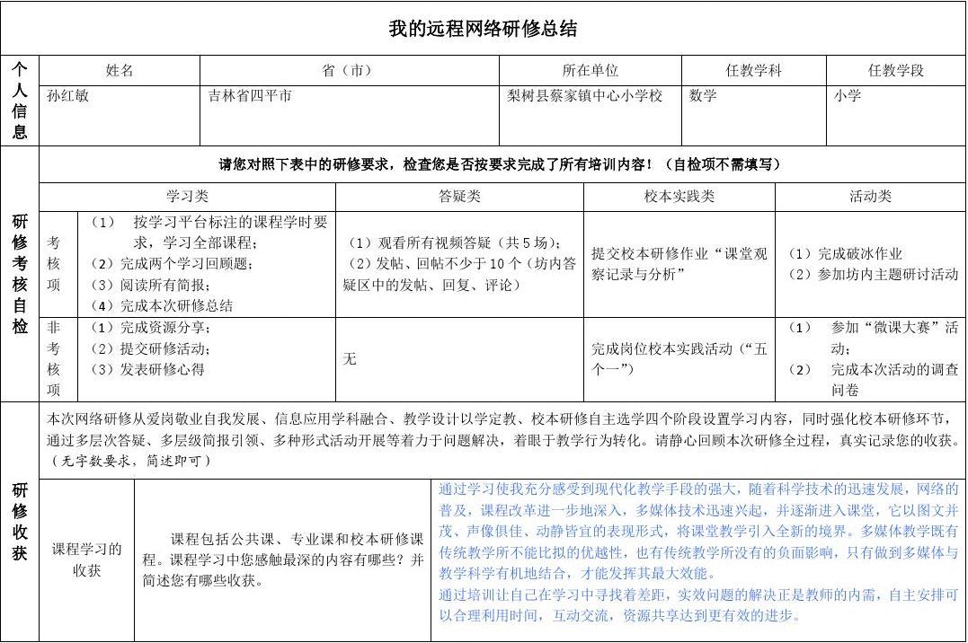 个人校本研修计划